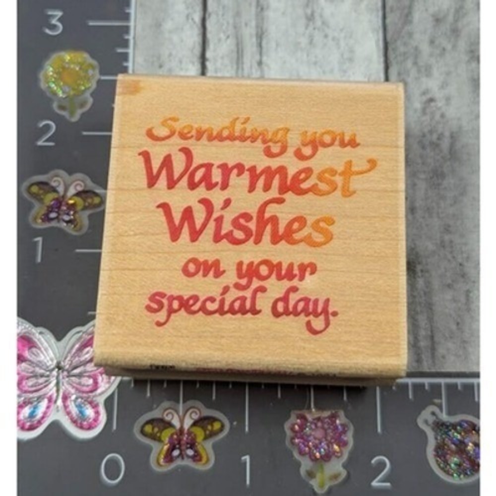Stampendous Sending You Warmest Wishes Special Day D075 Rubber Stamp Wood #C85